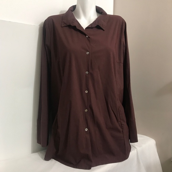 🧩Marla Wyne Mroon StretchTailored ButtonDownShirt - Picture 3 of 11